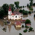 A church surrounded by floodwaters is pictured in an aerial view of the village of Pocaply, north of Prague, June 4. Catholic charities in Central Europe have appealed for help after floods devastated areas of Germany, Austria and the Czech Republic.