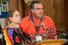 Gary Gagnon, a Metis elder and the Edmonton Catholic School Division cultural facilitator, participates in a ceremony at Lac Ste. Anne during Pope Francis&#039; visit to Canada, July, 2022.