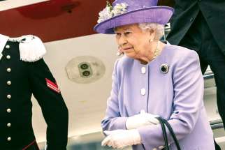 Queen Elizabeth II arrives at Ciampino airport in Rome April 3, 2014. The Queen marked 65 years upon the throne Feb. 6. 