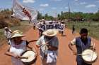 People near San Jose, Bolivia, march to defend Mother Earth Sept. 27, 2019.