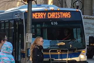 Political correctness has seen a simple “Merry Christmas” come under attack in vast swaths of Canadian society, though it remains a staple on the transit system in Regina.
