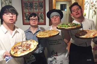 Left to right: Franco, Leandro, Mateo and Mauri have started a successful pizza service in Argentina.