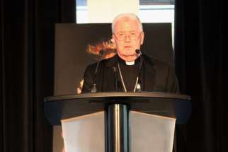 CCCB president Bishop William McGrattan addresses the Canadian bishops at their annual plenary Sept. 23, 2024.