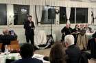 Cardinal-elect Francis Leo addresses the Canadian consistory delegation at a welcome reception and dinner for the Canadian delegation, December 6, 2024. 